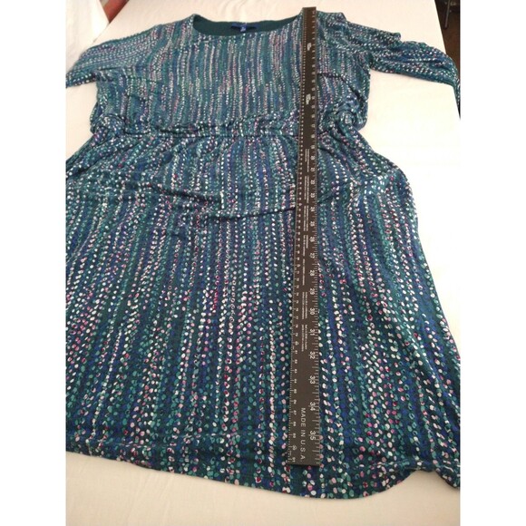 Apt. 9 Dress XL Blue w/colorful dots long sleeve jersey Elastic Waist top lined - Picture 7 of 10